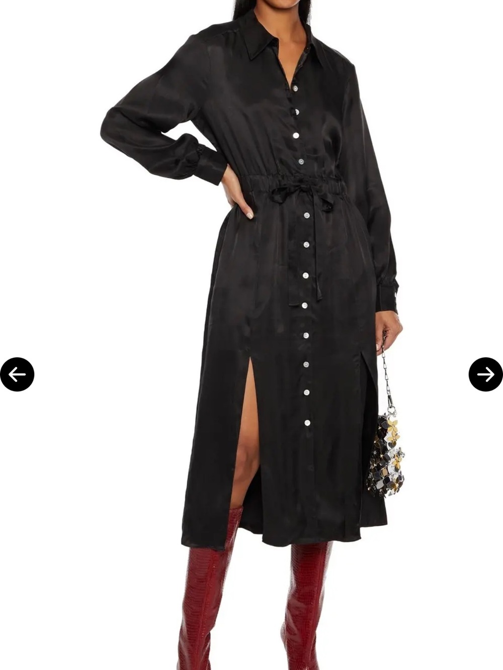 Cinq a Sept Joyce Cupro Satin Twill Midi Dress in Black